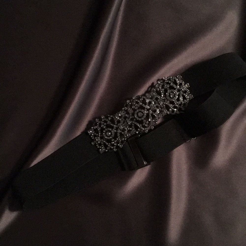 BCBG Adjustable Elastic Jeweled Waist Belt